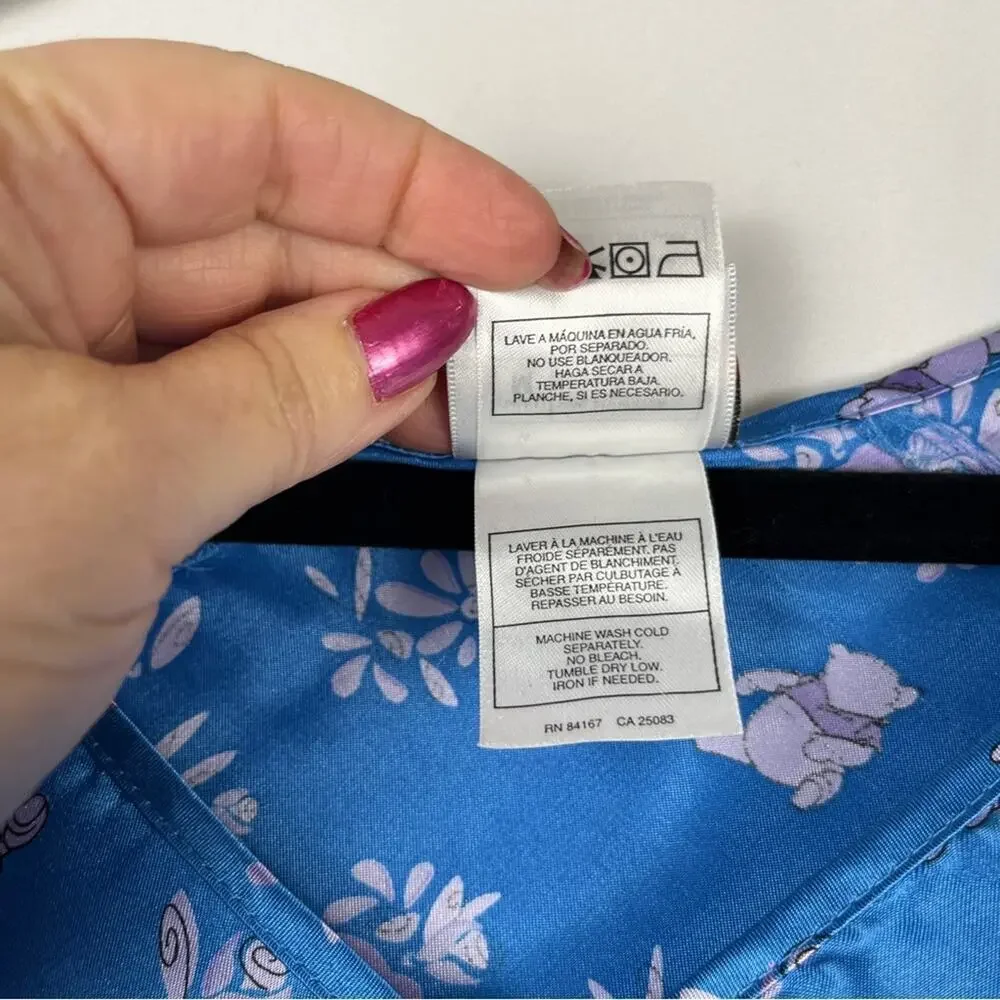 DISNEY STORE Wmns Winnie the Pooh Satin Short Sleeve Short Nightgown Blue Size M - Picture 5 of 6